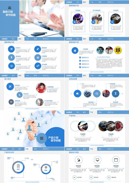 商務(wù)藍(lán)色公司簡介產(chǎn)品發(fā)布PPT模板下載與技術(shù)方案服務(wù)